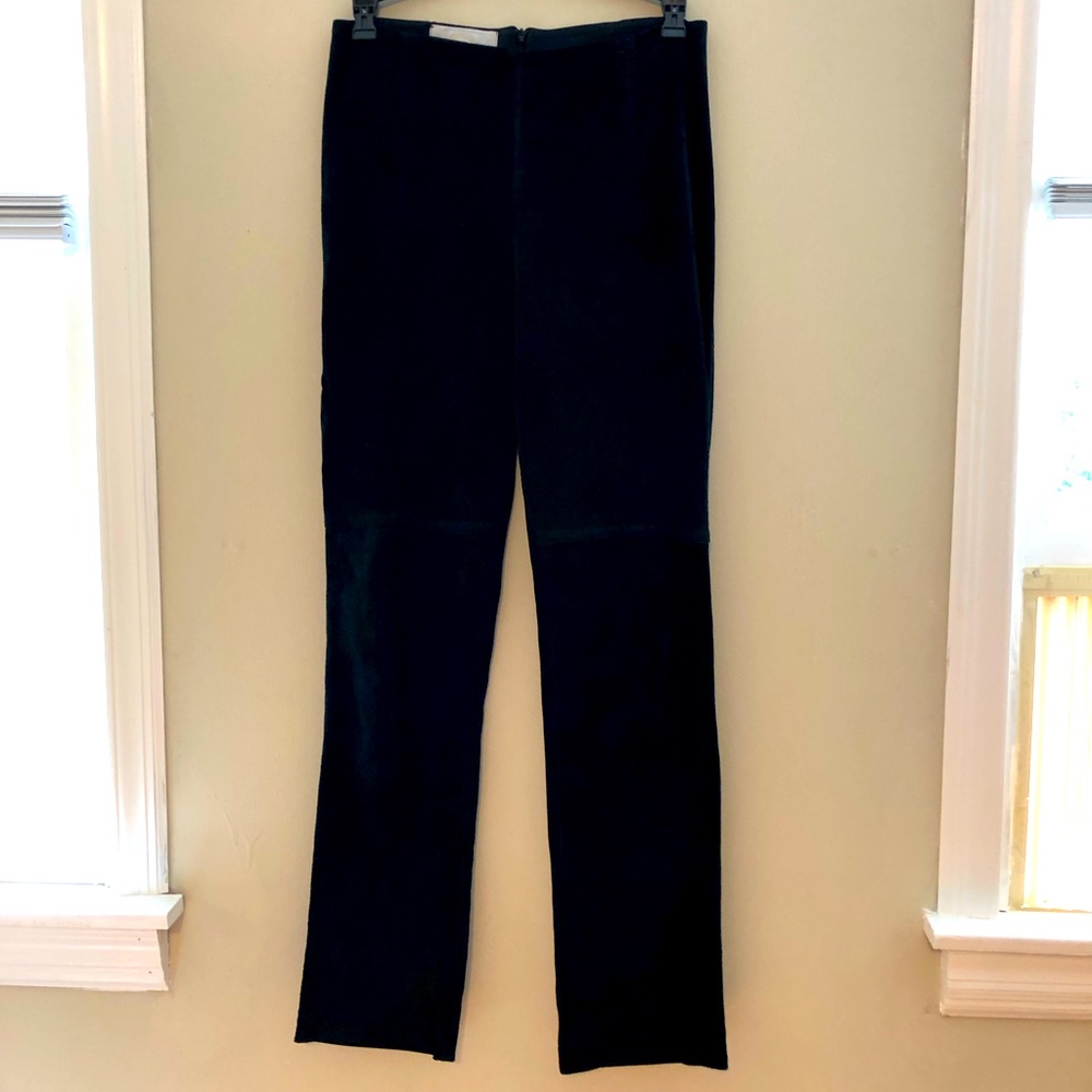 Black suede and stretch pants